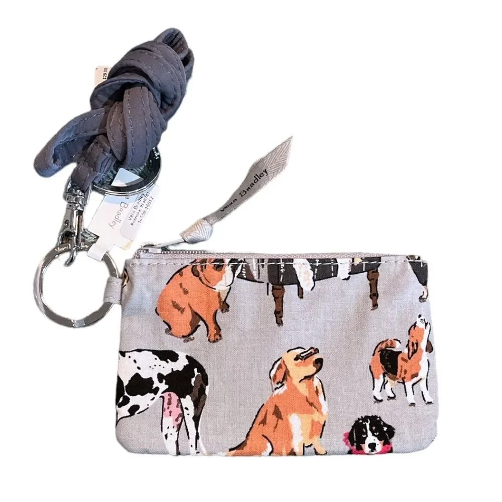 Vera Bradley Dog Show Zip ID and Lanyard Gray